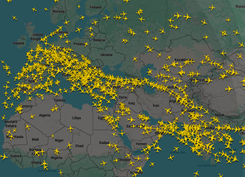 Terrifying detail spotted on live map of planes in the sky leaves people feeling uneasy