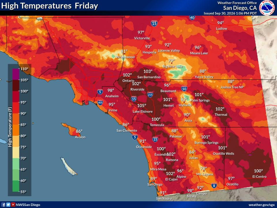 Much Southern California under extreme heat watch during first weekend of October