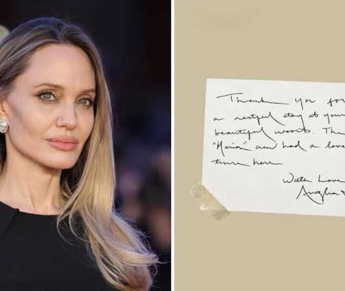 Angelina Jolie’s Handwritten Thank-You Note to Greek Hotel Staff Baffles the Internet