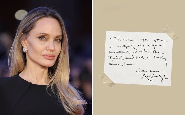 Angelina Jolie’s Handwritten Thank-You Note to Greek Hotel Staff Baffles the Internet